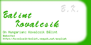balint kovalcsik business card